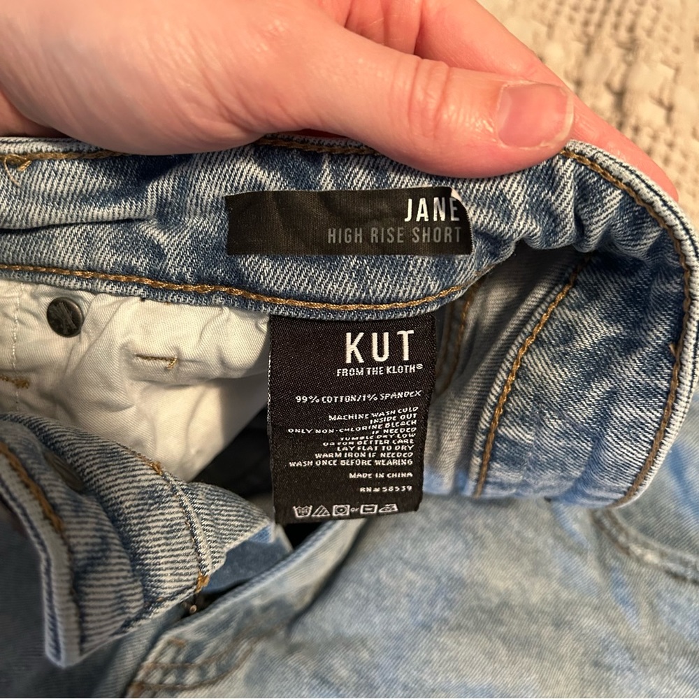 Kut from the Kloth high rise distressed denim short shorts, size 12 - Picture 3 of 5